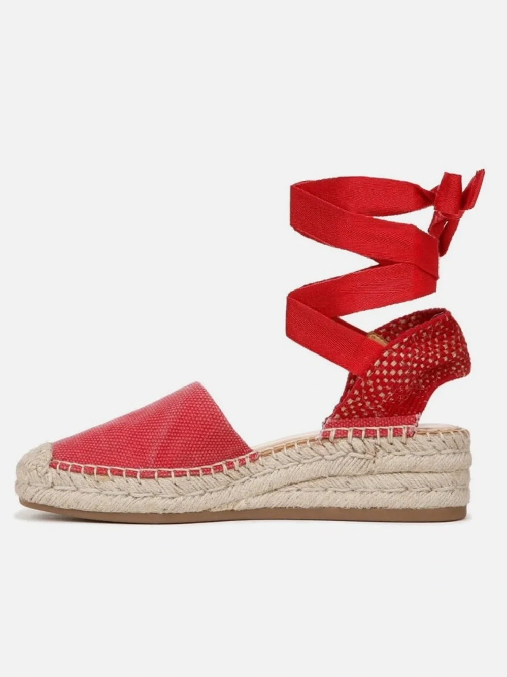 Red tie up espadrilles